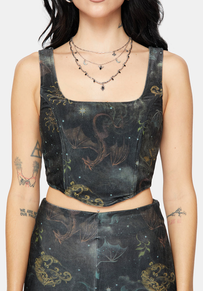 Phoenix Dragon Velour Corset