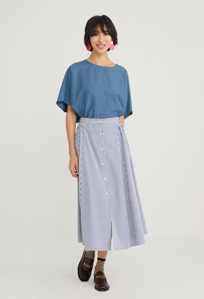 Picnic Striped Midi Skirt