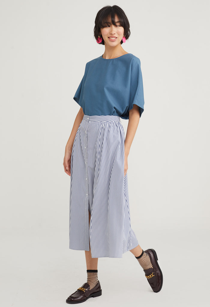 Picnic Striped Midi Skirt