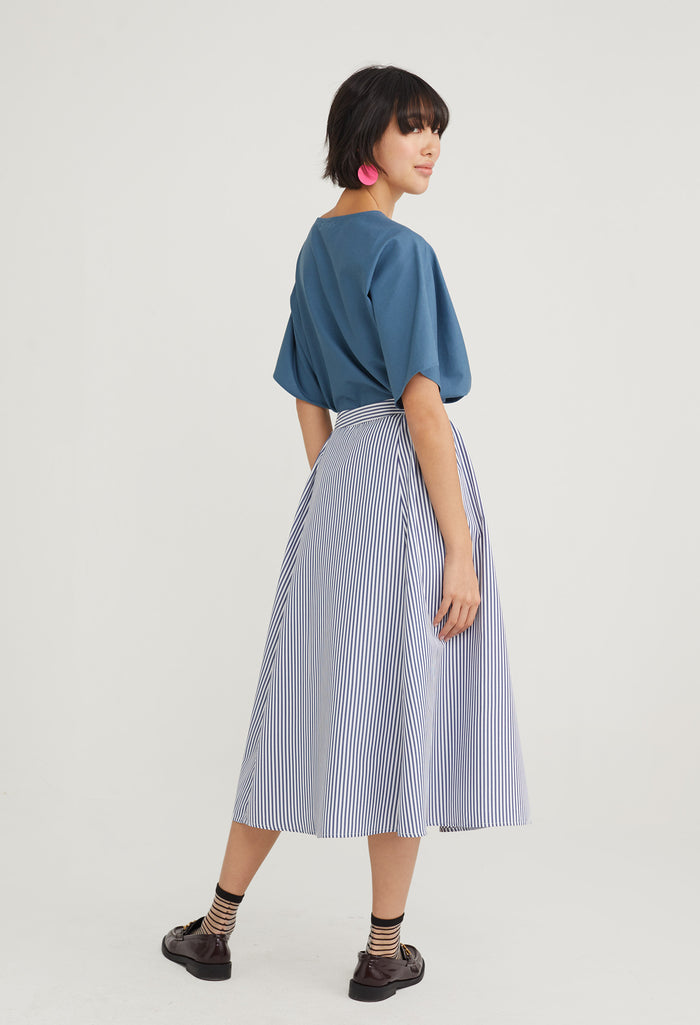 Picnic Striped Midi Skirt
