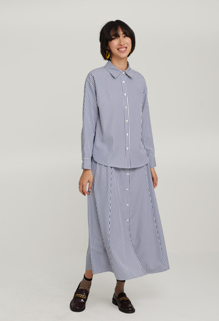 Picnic Striped Midi Skirt