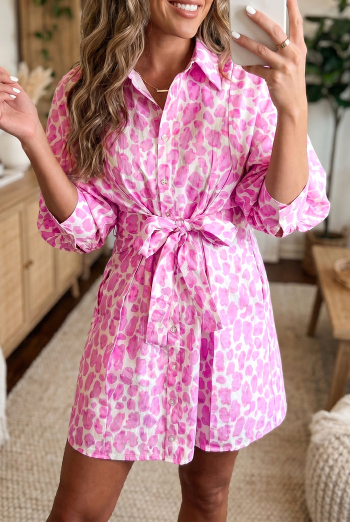 Pink Leopard Mini Dress