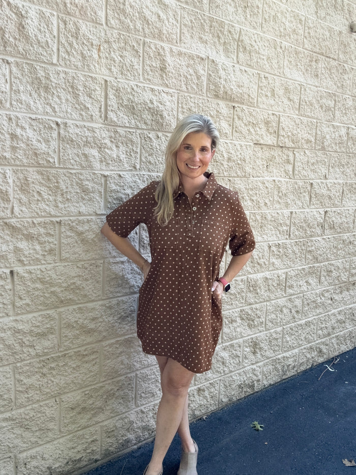 Polka Dot Denim Shirt Dress