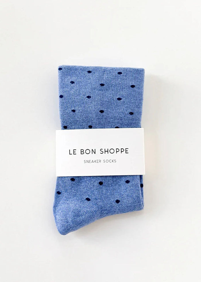 Polka Dot Sneaker Socks - Blue & Navy