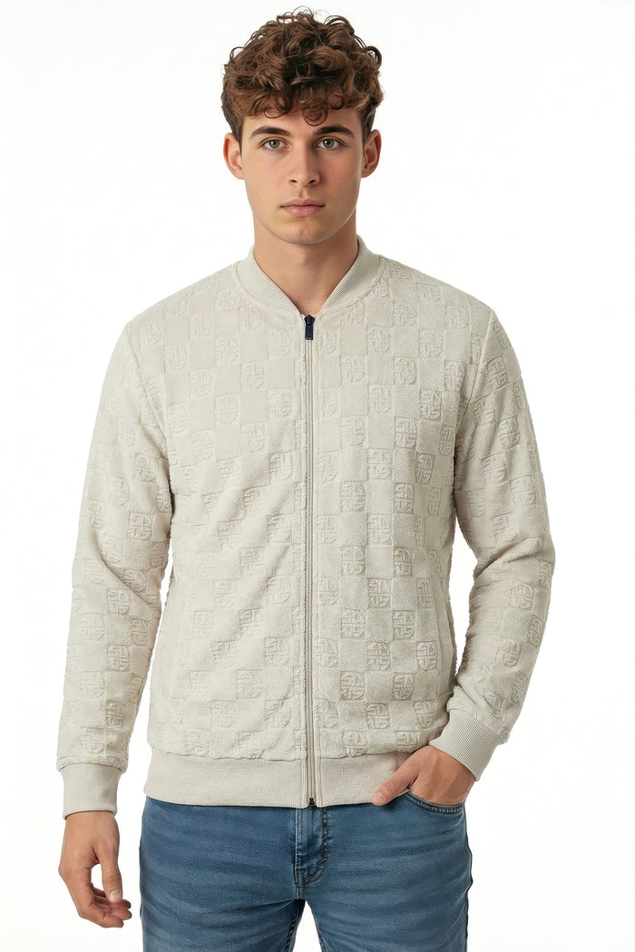 Print Textured Bomber Jacket