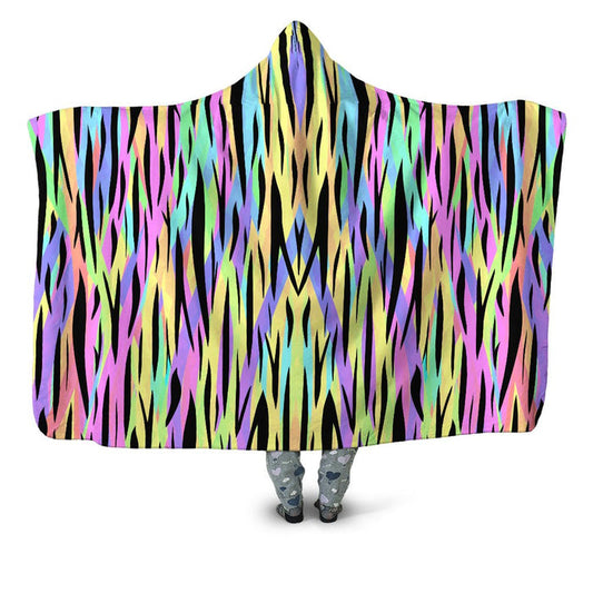 Psychedelic Tiger Stripes Hooded Blanket Sartoris Art Epic Hoodie