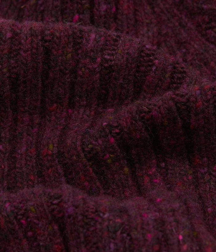 Purple Ribbed Merino Donegal Knit Cap