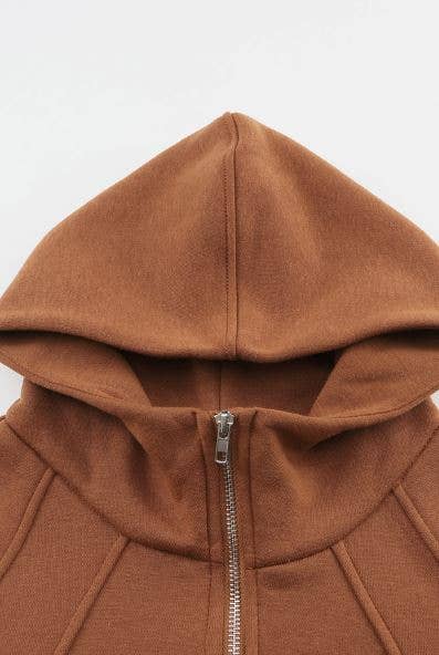 Quarter Zip Brown Hoodie - Intimate Whispers