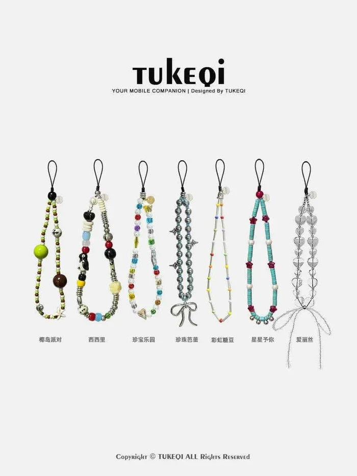 Rabbit can seven original handmade beaded lanyard high-end sense series original mobile phone chain camera with chain ins.