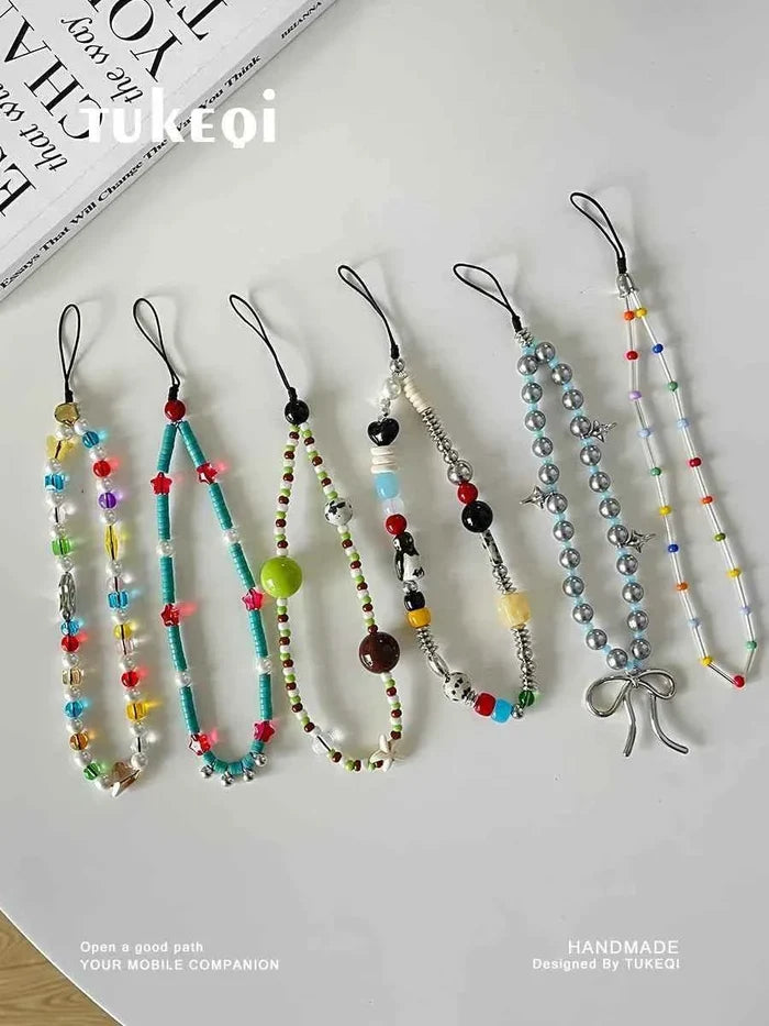 Rabbit can seven original handmade beaded lanyard high-end sense series original mobile phone chain camera with chain ins.