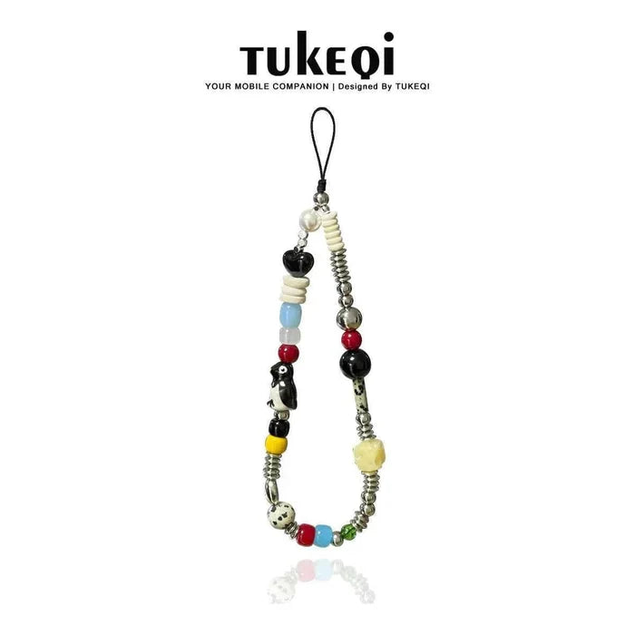 Rabbit can seven original handmade beaded lanyard high-end sense series original mobile phone chain camera with chain ins.