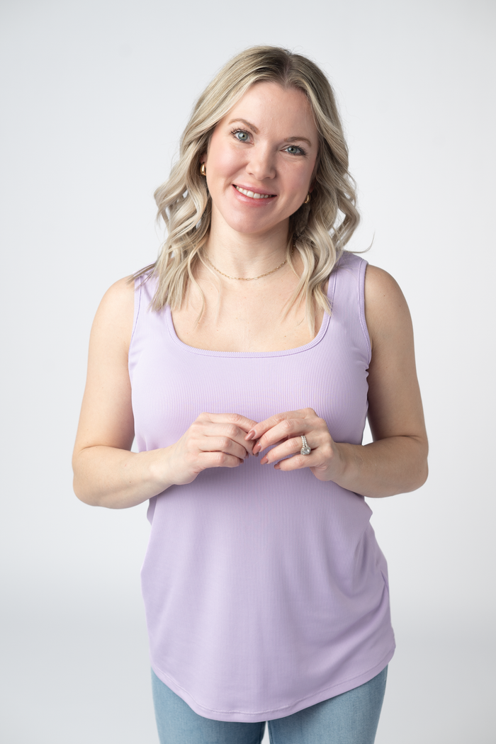 Rachel Ribbed Tank - Lavender by Michelle Mae