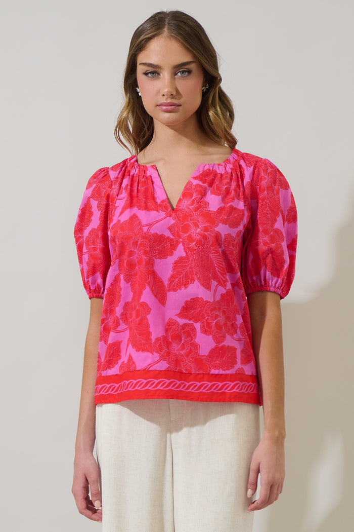 Rency Floral Gily Puff Sleeve Top