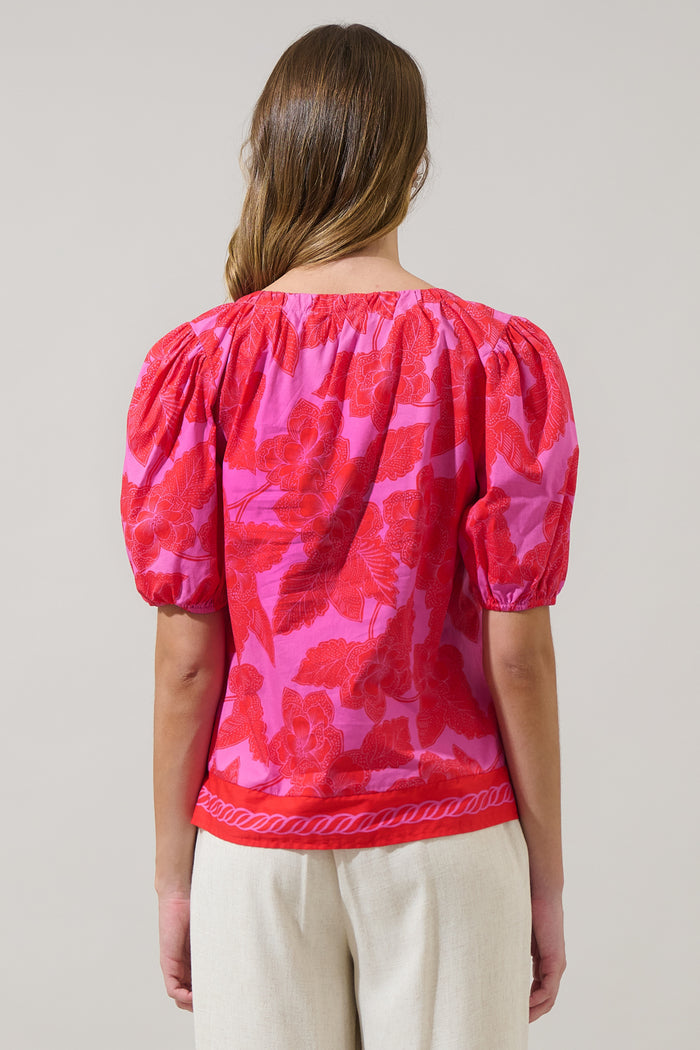 Rency Floral Gily Puff Sleeve Top