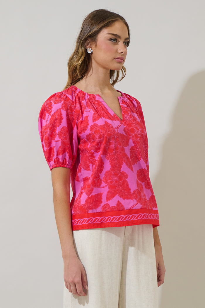 Rency Floral Gily Puff Sleeve Top