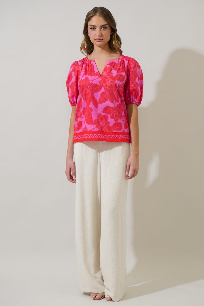 Rency Floral Gily Puff Sleeve Top
