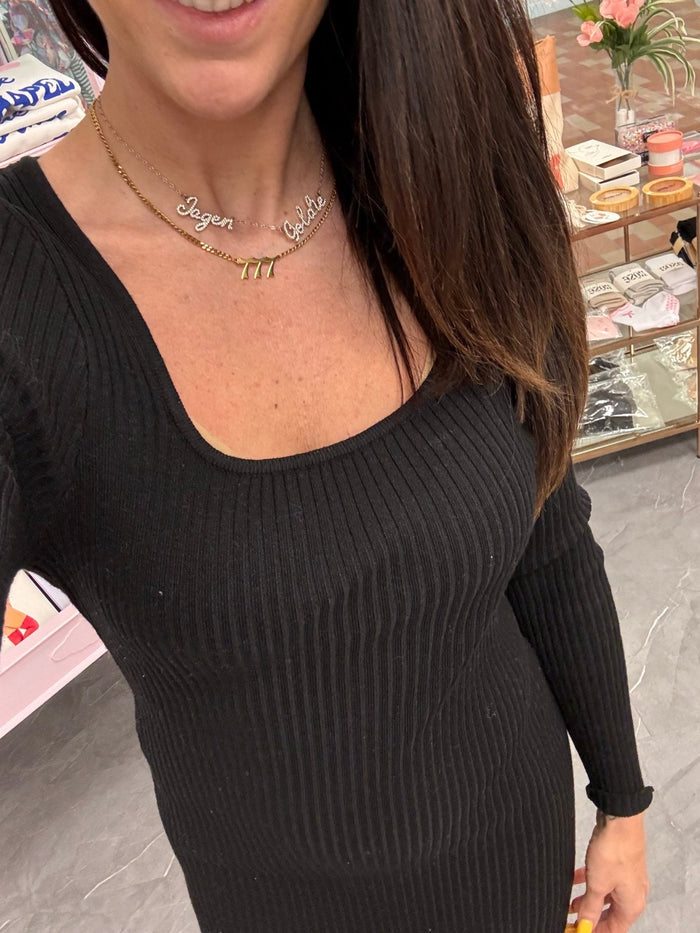 Ribbed Sweater Dress Black - Intimate Whispers