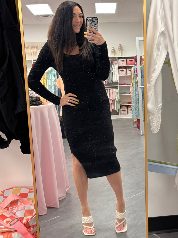 Ribbed Sweater Dress Black - Intimate Whispers