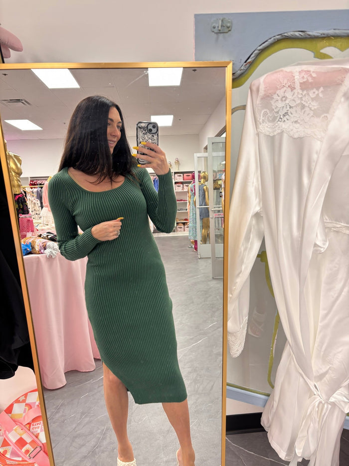 Ribbed Sweater Dress Forest - Intimate Whispers