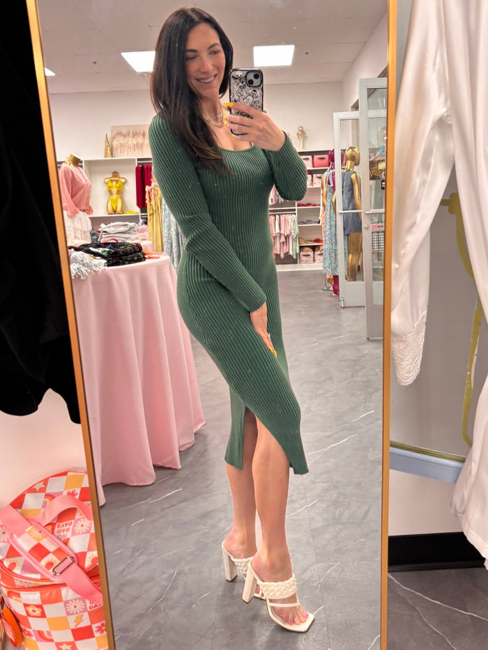 Ribbed Sweater Dress Forest - Intimate Whispers