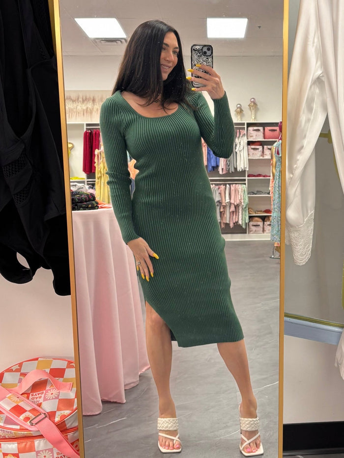Ribbed Sweater Dress Forest - Intimate Whispers