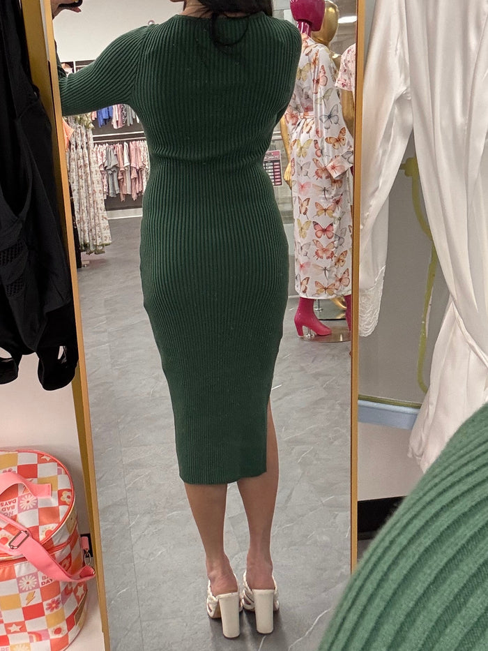 Ribbed Sweater Dress Forest - Intimate Whispers