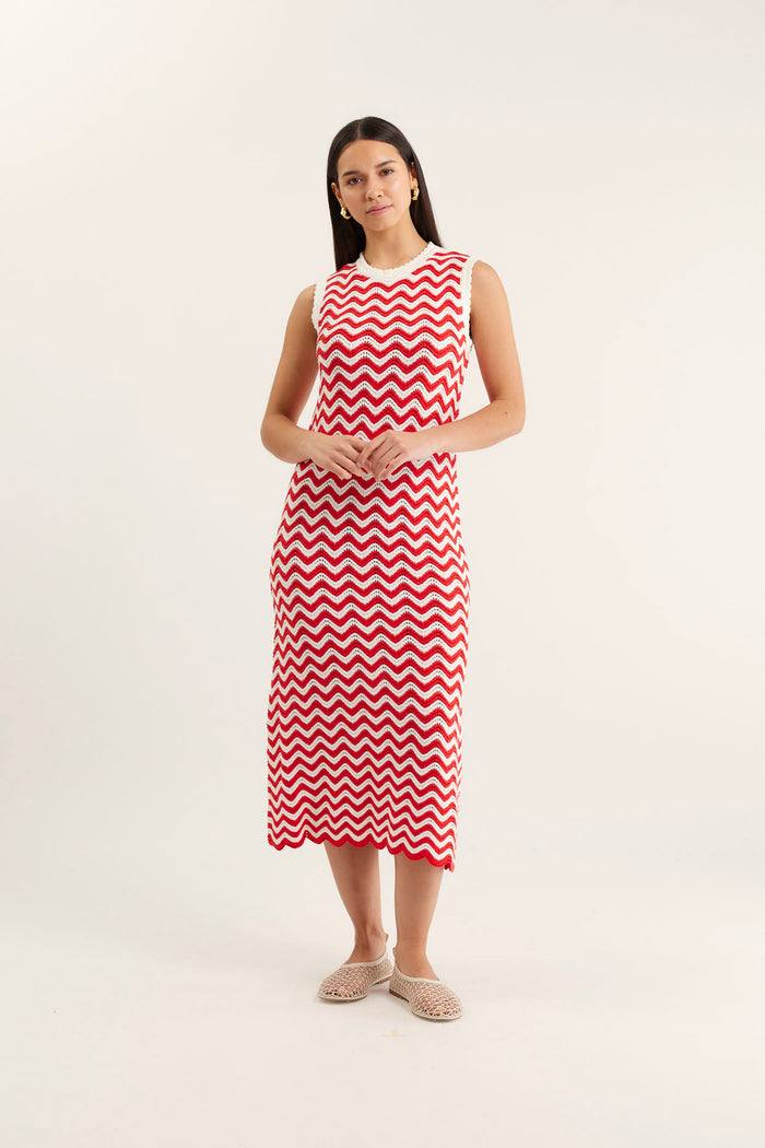 Riva Dress In Red/White