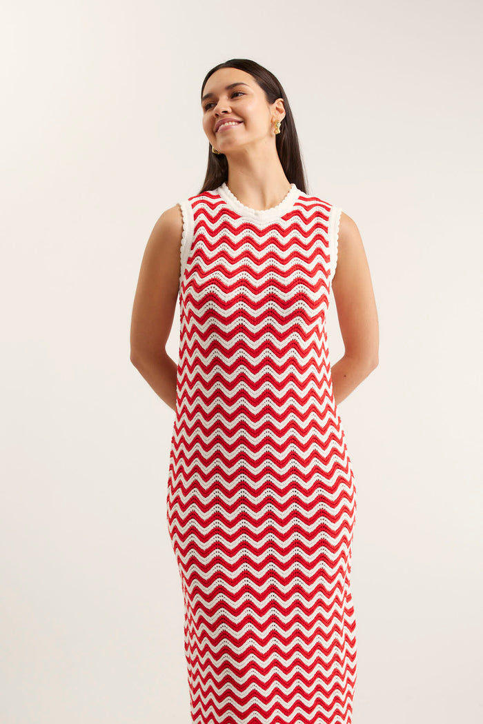 Riva Dress In Red/White