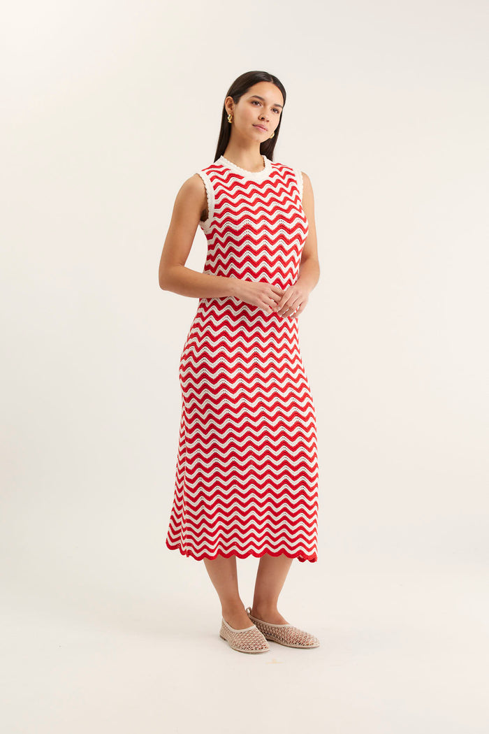 Riva Dress In Red/White