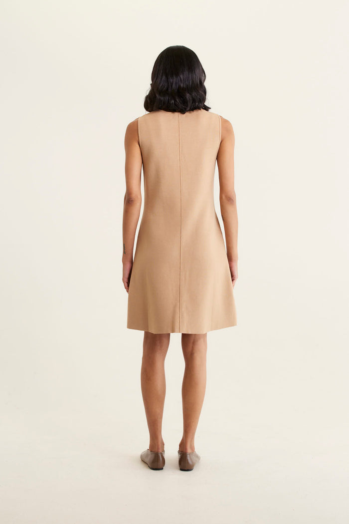 Rochelle Crepe Knit Dress In Tan