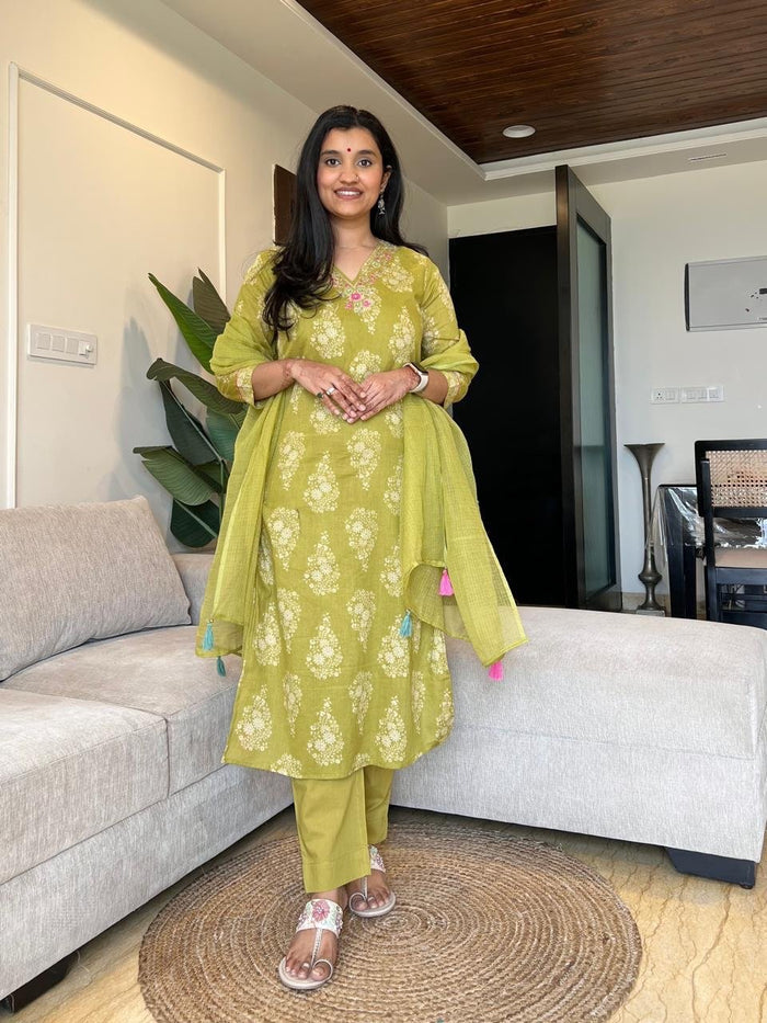 Ronak Boota Pure Cotton Suit- Green
