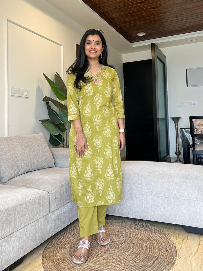 Ronak Boota Pure Cotton Suit- Green