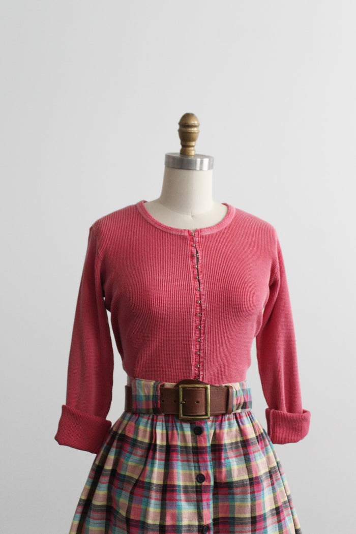 rose quartz waffle knit tee