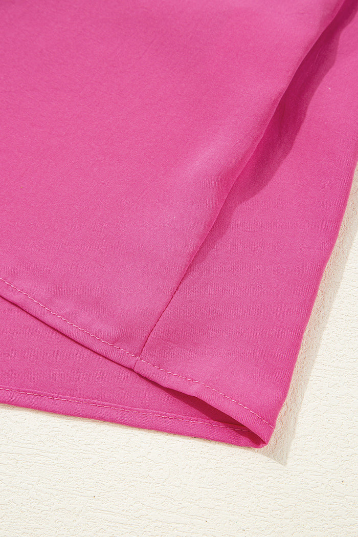 Rose Solid Colour Smocked Puff Sleeve Blouse - Tops/Blouses & Shirts