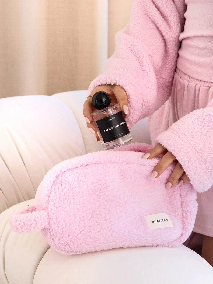 Rosie Fluffy Makeup Bag - Pale Pink