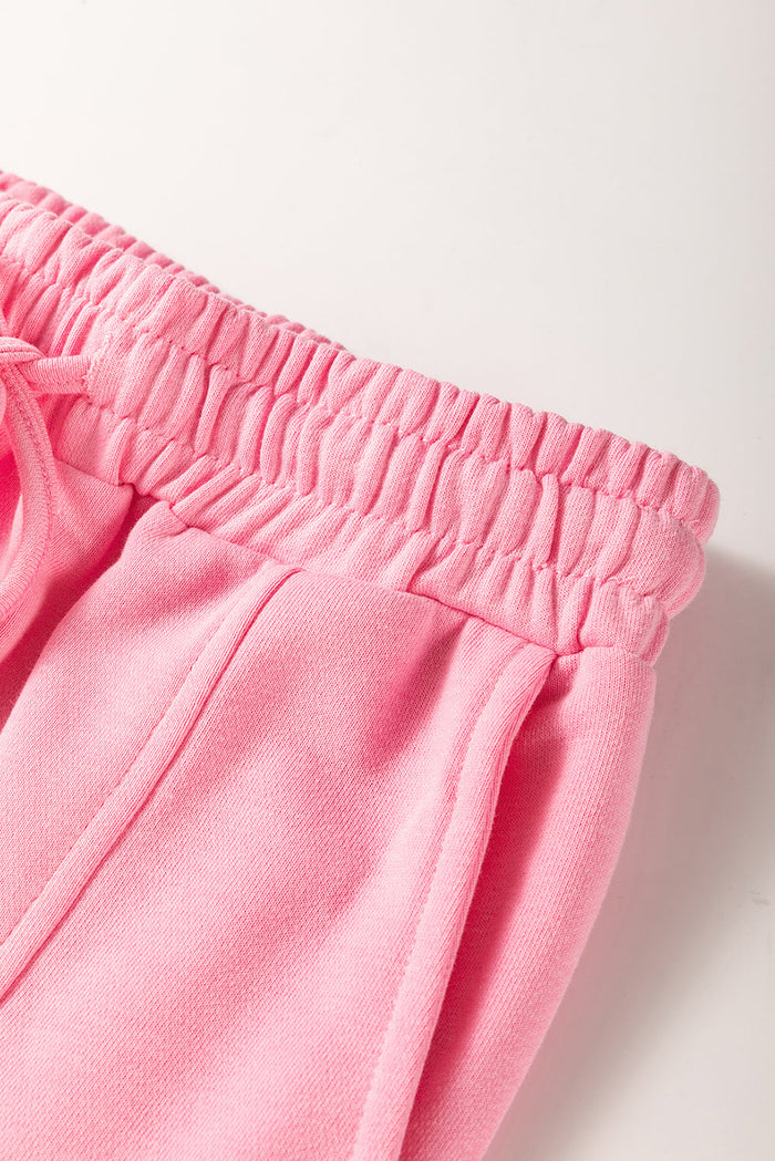 Sachet Pink Solid Colour Patchwork Pullover Top and Cargo Trousers Set - Two Piece Sets/Pant Sets