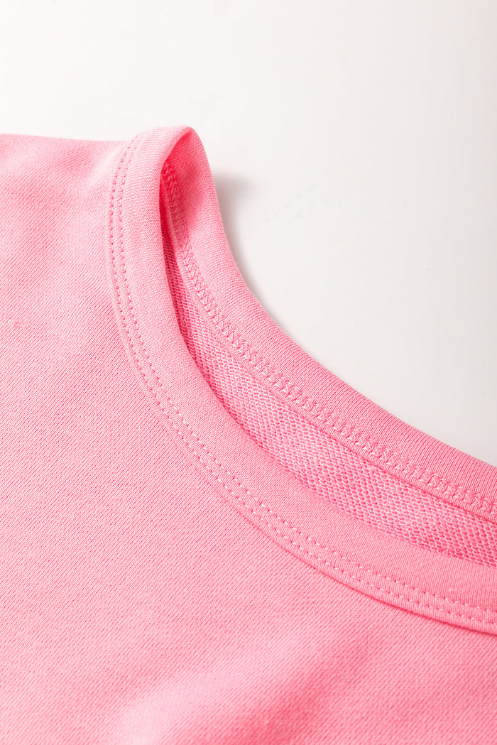 Sachet Pink Solid Colour Patchwork Pullover Top and Cargo Trousers Set - Two Piece Sets/Pant Sets