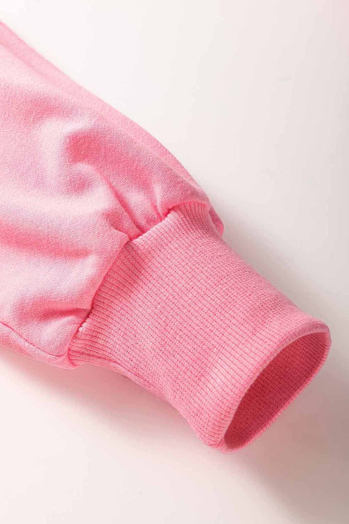 Sachet Pink Solid Colour Patchwork Pullover Top and Cargo Trousers Set - Two Piece Sets/Pant Sets