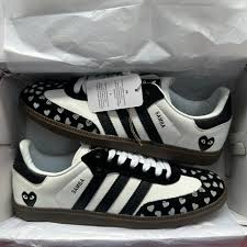Adidas Samba Heart Print Unisex Shoes Black & White