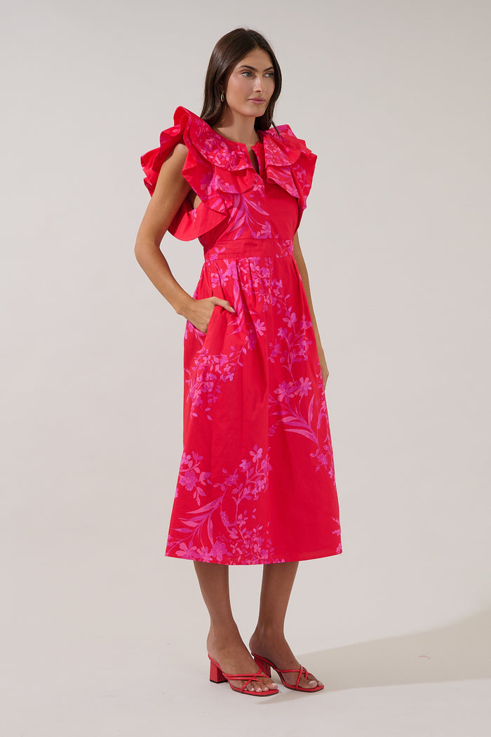 Santana Tie Back Midi Dress Primrose