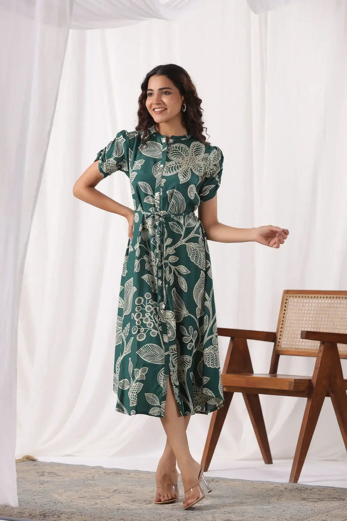 Seafoam Petals Russian Silk Dress