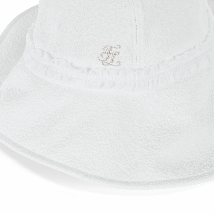 Seersucker Bonnet Hat (White)