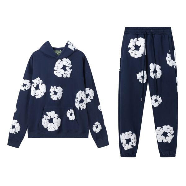Set Denim Tears Navy Blue con flores White