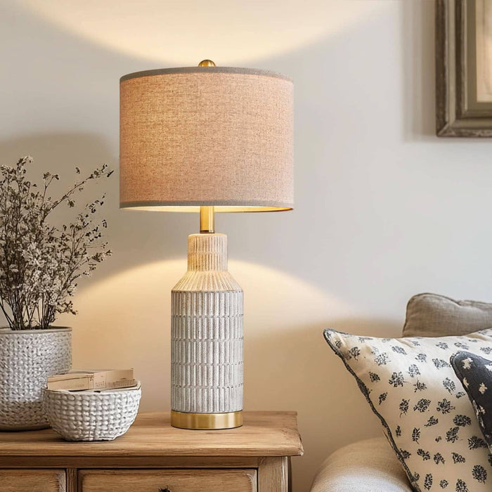 ShipItFurniture - 25-Inch White Washed Ceramic Contemporary Table Lamps
