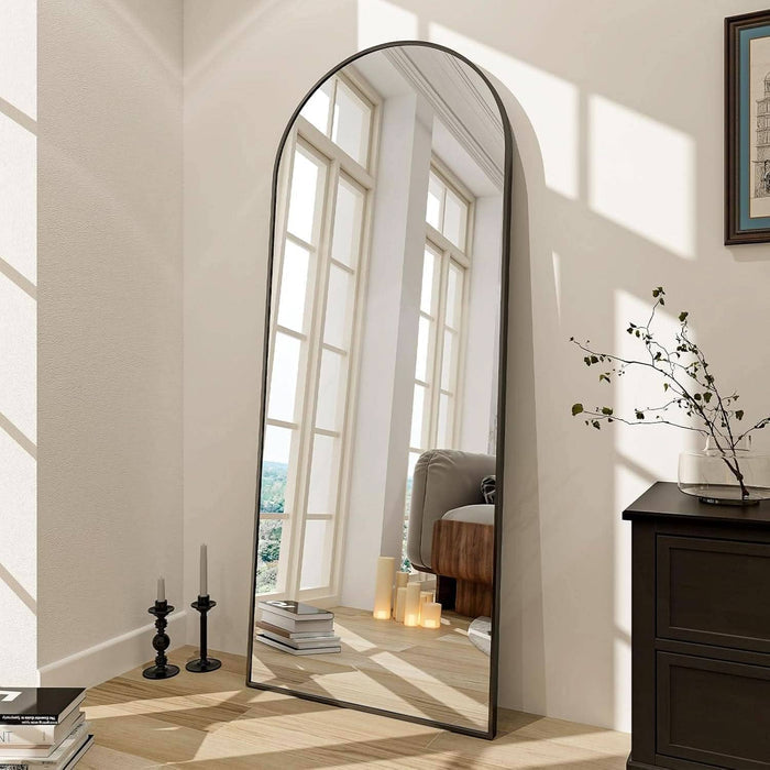 ShipItFurniture - 65x24Inch ExtraLarge Length Arched Floor Mirror Black