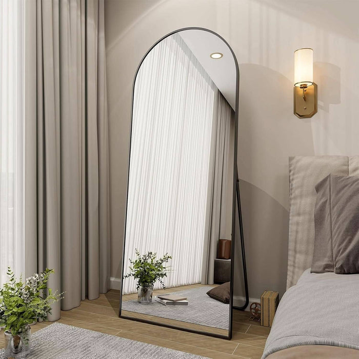 ShipItFurniture - 65x24Inch ExtraLarge Length Arched Floor Mirror Black