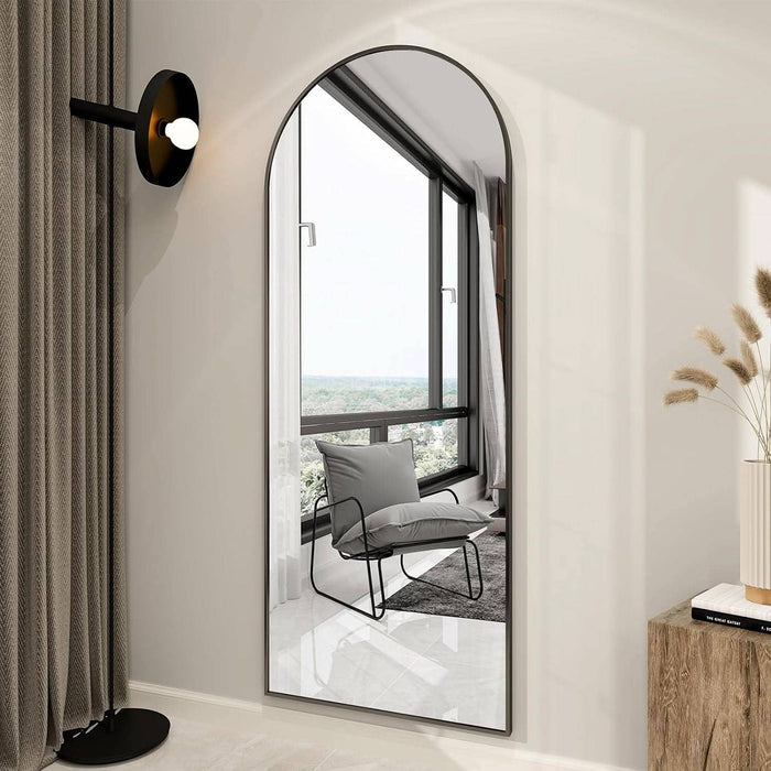 ShipItFurniture - 65x24Inch ExtraLarge Length Arched Floor Mirror Black