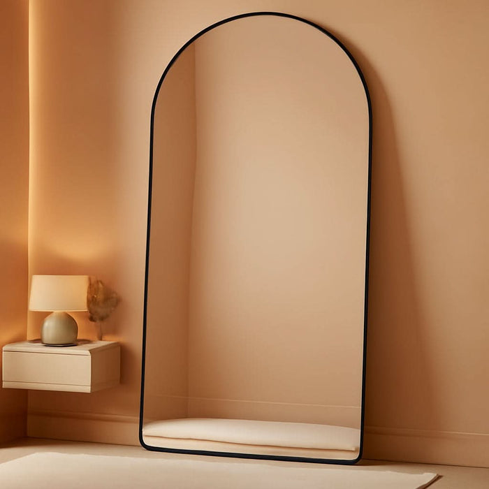 ShipItFurniture - Full Length Mirror With Stand 78x38 Inch Black Aluminum Frame