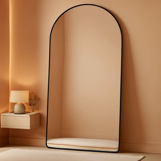 ShipItFurniture - Full Length Mirror With Stand 78x38 Inch Black Aluminum Frame