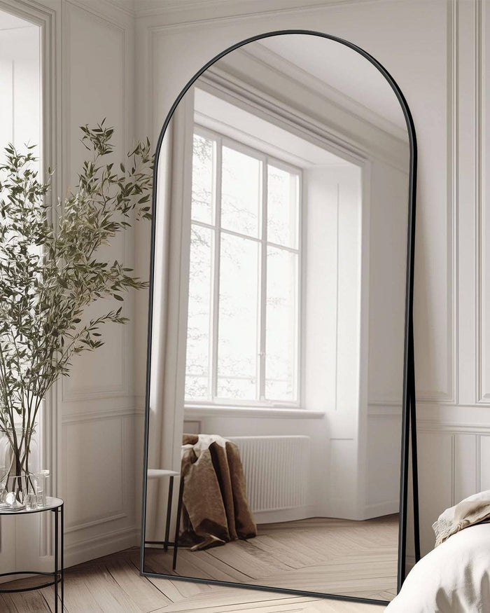 ShipItFurniture - Full Length Mirror With Stand 78x38 Inch Black Aluminum Frame